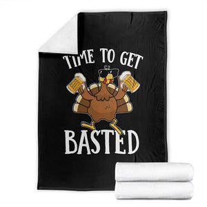 Funny Beer Thanksgiving Turkey Throw Blanket Time To Get Basted TS10 Black Print Your Wear
