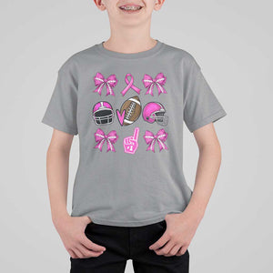 Football Breast Cancer Awareness T Shirt For Kid Football Coquette Bow Pink Ribbon Game Day TS10 Sport Gray Print Your Wear