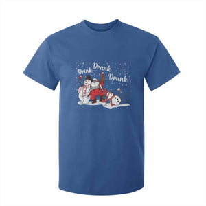 Funny Christmas Drinking T Shirt For Kid Xmas Party Drunk Santa Snowman Drinking Wine TS10 Royal Blue Print Your Wear