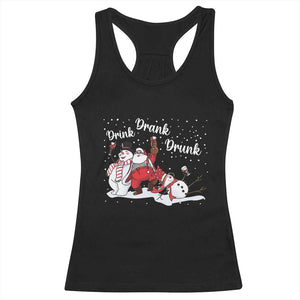 Funny Christmas Drinking Racerback Tank Top Xmas Party Drunk Santa Snowman Drinking Wine TS10 Black Print Your Wear