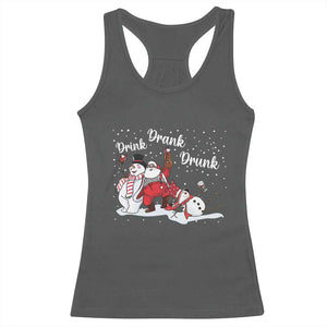 Funny Christmas Drinking Racerback Tank Top Xmas Party Drunk Santa Snowman Drinking Wine TS10 Dark Heather Print Your Wear