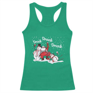 Funny Christmas Drinking Racerback Tank Top Xmas Party Drunk Santa Snowman Drinking Wine TS10 Irish Green Print Your Wear
