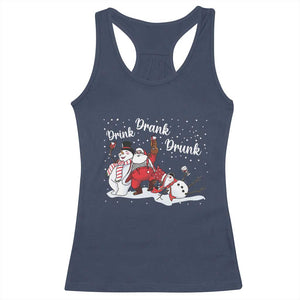 Funny Christmas Drinking Racerback Tank Top Xmas Party Drunk Santa Snowman Drinking Wine TS10 Navy Print Your Wear