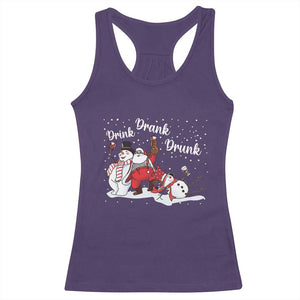 Funny Christmas Drinking Racerback Tank Top Xmas Party Drunk Santa Snowman Drinking Wine TS10 Purple Print Your Wear