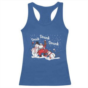 Funny Christmas Drinking Racerback Tank Top Xmas Party Drunk Santa Snowman Drinking Wine TS10 Royal Blue Print Your Wear