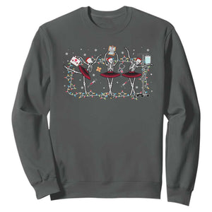 Skeleton Nurse Christmas Sweatshirt Ballerinas Ballet Dance Xmas Lights TS10 Dark Heather Print Your Wear