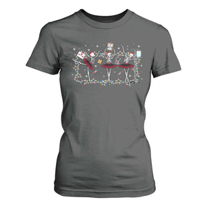 Skeleton Nurse Christmas T Shirt For Women Ballerinas Ballet Dance Xmas Lights TS10 Dark Heather Print Your Wear