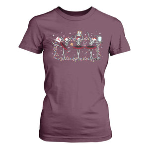 Skeleton Nurse Christmas T Shirt For Women Ballerinas Ballet Dance Xmas Lights TS10 Maroon Print Your Wear