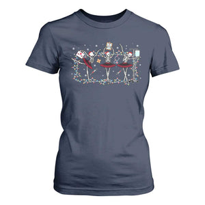 Skeleton Nurse Christmas T Shirt For Women Ballerinas Ballet Dance Xmas Lights TS10 Navy Print Your Wear