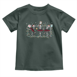 Skeleton Nurse Christmas Toddler T Shirt Ballerinas Ballet Dance Xmas Lights TS10 Dark Forest Green Print Your Wear