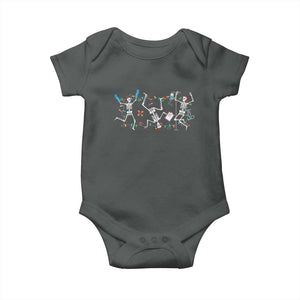 Skeleton Nurse Christmas Baby Onesie Funny Hip Hop Dancing Registered Nurse Xmas Lights TS10 Dark Heather Print Your Wear