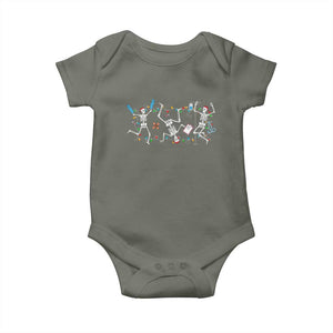 Skeleton Nurse Christmas Baby Onesie Funny Hip Hop Dancing Registered Nurse Xmas Lights TS10 Military Green Print Your Wear