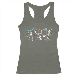 Skeleton Nurse Christmas Racerback Tank Top Funny Hip Hop Dancing Registered Nurse Xmas Lights TS10 Military Green Print Your Wear