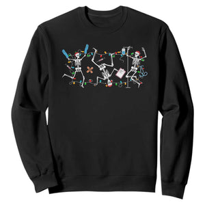 Skeleton Nurse Christmas Sweatshirt Funny Hip Hop Dancing Registered Nurse Xmas Lights TS10 Black Print Your Wear