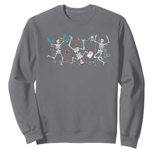 Skeleton Nurse Christmas Sweatshirt Funny Hip Hop Dancing Registered Nurse Xmas Lights TS10 Charcoal Print Your Wear