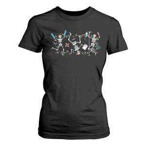 Skeleton Nurse Christmas T Shirt For Women Funny Hip Hop Dancing Registered Nurse Xmas Lights TS10 Black Print Your Wear