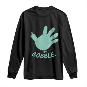 Thanksgiving Nurse Turkey Long Sleeve Shirt Turkey Glove Cute Thanksgiving Thankful Nurse Medical Assistant TS10 Black Print Your Wear
