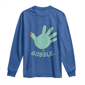Thanksgiving Nurse Turkey Long Sleeve Shirt Turkey Glove Cute Thanksgiving Thankful Nurse Medical Assistant TS10 Royal Blue Print Your Wear