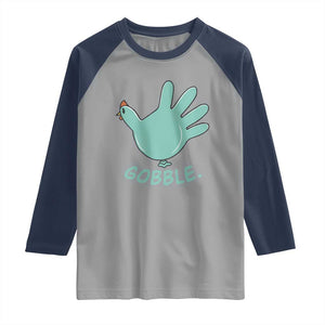 Thanksgiving Nurse Turkey Raglan Shirt Turkey Glove Cute Thanksgiving Thankful Nurse Medical Assistant TS10 Sport Gray Navy Print Your Wear