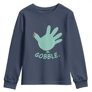Thanksgiving Nurse Turkey Youth Sweatshirt Turkey Glove Cute Thanksgiving Thankful Nurse Medical Assistant TS10 Navy Print Your Wear