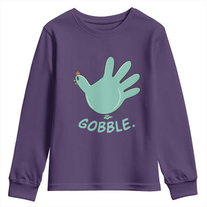Thanksgiving Nurse Turkey Youth Sweatshirt Turkey Glove Cute Thanksgiving Thankful Nurse Medical Assistant TS10 Purple Print Your Wear