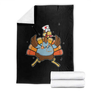 Thanksgiving Nurse Turkey Throw Blanket Funny Nursing Student Gift Thankful Nurse Medical Assistant TS10 Black Print Your Wear