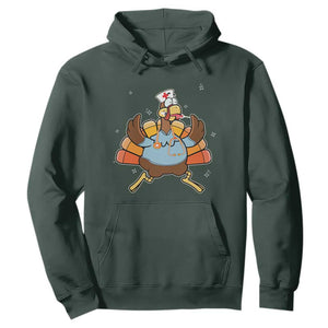 Thanksgiving Nurse Turkey Hoodie Funny Nursing Student Gift Thankful Nurse Medical Assistant TS10 Dark Forest Green Print Your Wear
