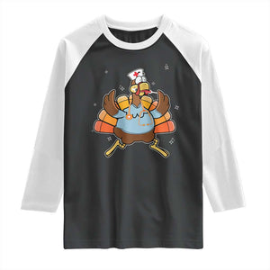 Thanksgiving Nurse Turkey Raglan Shirt Funny Nursing Student Gift Thankful Nurse Medical Assistant TS10 Black White Print Your Wear