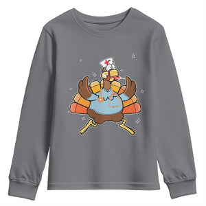 Thanksgiving Nurse Turkey Youth Sweatshirt Funny Nursing Student Gift Thankful Nurse Medical Assistant TS10 Charcoal Print Your Wear