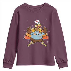 Thanksgiving Nurse Turkey Youth Sweatshirt Funny Nursing Student Gift Thankful Nurse Medical Assistant TS10 Maroon Print Your Wear