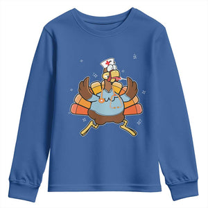 Thanksgiving Nurse Turkey Youth Sweatshirt Funny Nursing Student Gift Thankful Nurse Medical Assistant TS10 Royal Blue Print Your Wear