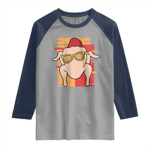 Turkey Thanksgiving Raglan Shirt Funny Fall TS10 Sport Gray Navy Print Your Wear