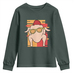 Turkey Thanksgiving Youth Sweatshirt Funny Fall TS10 Dark Forest Green Print Your Wear