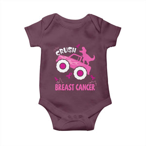 Crush Breast Cancer Awareness Baby Onesie Pink Ribbon Monster Truck Dinosaur TS10 Maroon Print Your Wear