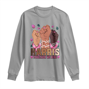 Breast Cancer Awareness Month Kamala Harris Long Sleeve Shirt In October We Wear Pink 2024 Together We Rise TS10 Sport Gray Print Your Wear