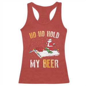 Christmas Beer Racerback Tank Top Funny Santa Ho Ho Hold My Beer Skateboard Roof TS10 Red Print Your Wear