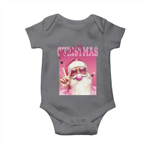 Pink Santa Retro Christmas Baby Onesie Blowing Bubble Pink Xmas Matching Family Group Party TS10 Charcoal Print Your Wear