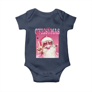 Pink Santa Retro Christmas Baby Onesie Blowing Bubble Pink Xmas Matching Family Group Party TS10 Navy Print Your Wear