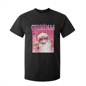 Pink Santa Retro Christmas T Shirt For Kid Blowing Bubble Pink Xmas Matching Family Group Party TS10 Black Print Your Wear