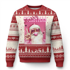 Pink Santa Retro Christmas Ugly Christmas Sweater Blowing Bubble Pink Xmas Matching Family Group Party TS10 Red Print Your Wear