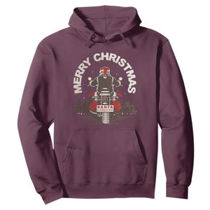 Motorcycle Christmas Hoodie Santa Riding to Town Merry Xmas TS10 Maroon Print Your Wear