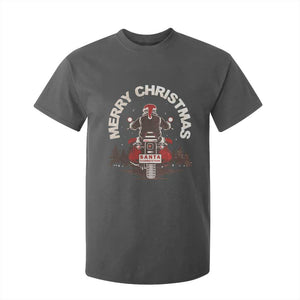 Motorcycle Christmas T Shirt For Kid Santa Riding to Town Merry Xmas TS10 Dark Heather Print Your Wear