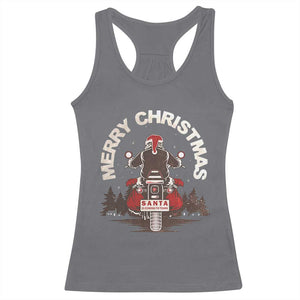Motorcycle Christmas Racerback Tank Top Santa Riding to Town Merry Xmas TS10 Charcoal Print Your Wear