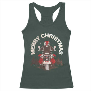 Motorcycle Christmas Racerback Tank Top Santa Riding to Town Merry Xmas TS10 Dark Forest Green Print Your Wear
