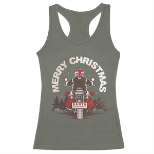 Motorcycle Christmas Racerback Tank Top Santa Riding to Town Merry Xmas TS10 Military Green Print Your Wear