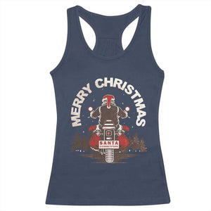 Motorcycle Christmas Racerback Tank Top Santa Riding to Town Merry Xmas TS10 Navy Print Your Wear