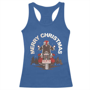 Motorcycle Christmas Racerback Tank Top Santa Riding to Town Merry Xmas TS10 Royal Blue Print Your Wear