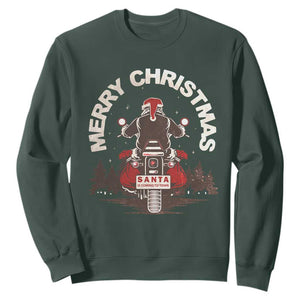 Motorcycle Christmas Sweatshirt Santa Riding to Town Merry Xmas TS10 Dark Forest Green Print Your Wear