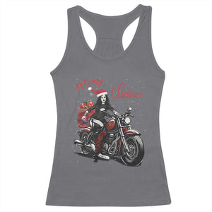 Girl Motorcycle Santa Racerback Tank Top Lady Biker Merry Christmas TS10 Charcoal Print Your Wear