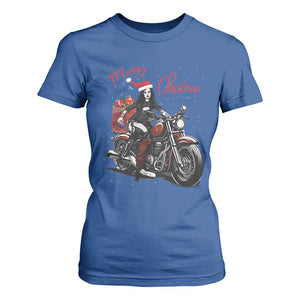 Girl Motorcycle Santa T Shirt For Women Lady Biker Merry Christmas TS10 Royal Blue Print Your Wear